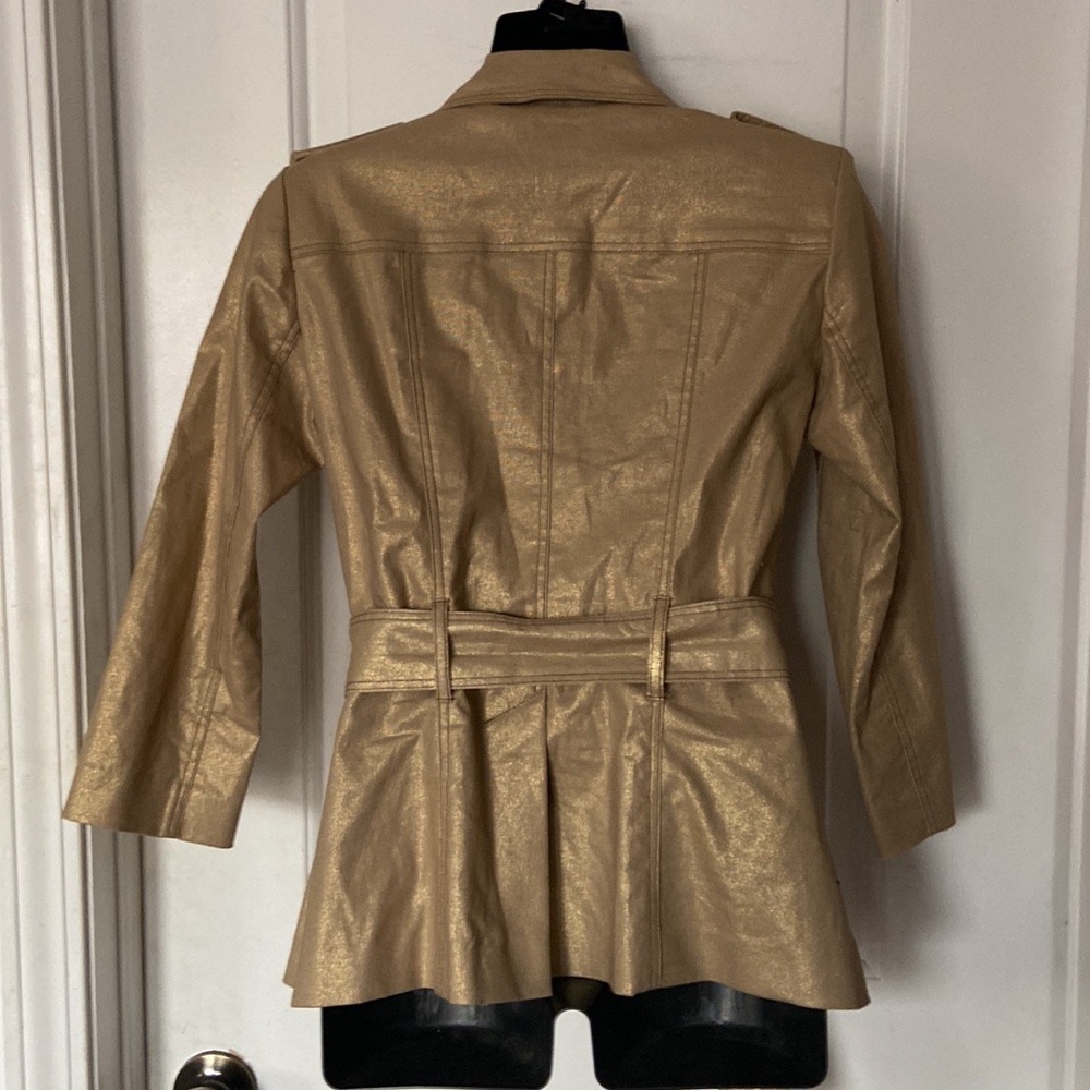 Cache Metallic Gold Linen Jacket With Gold Plated… - image 6